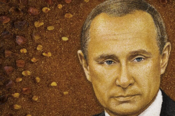 Amber painting "Portrait of Vladimir Putin"