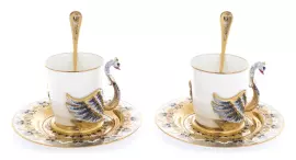 Coffee set "Swans" for 2 persons, Zlatoust