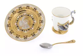 Coffee set "Swans" for 2 persons, Zlatoust