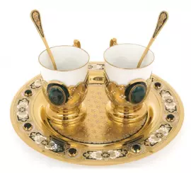 Emerald coffee set for 2 persons, Zlatoust
