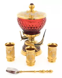 Икорница с рюмками "Дары моря" яшма, Златоуст