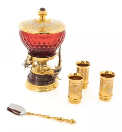 Икорница с рюмками "Дары моря" яшма, Златоуст