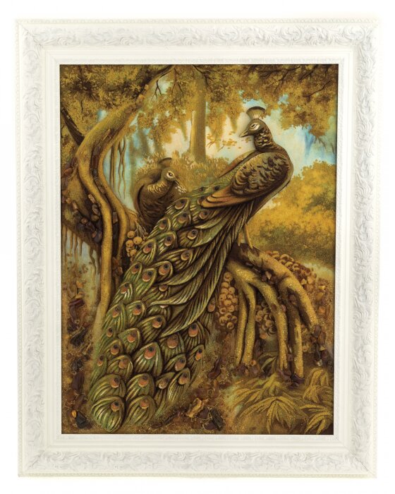 Painting of amber "Peacock"