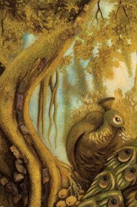 Painting of amber "Peacock"