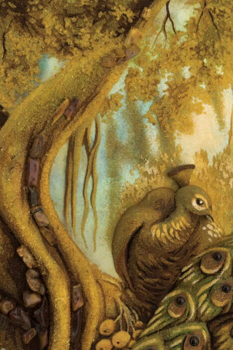 Painting of amber "Peacock"