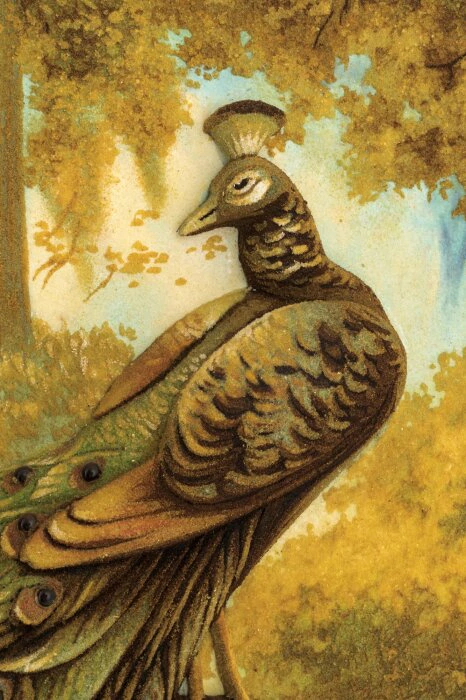 Painting of amber "Peacock"
