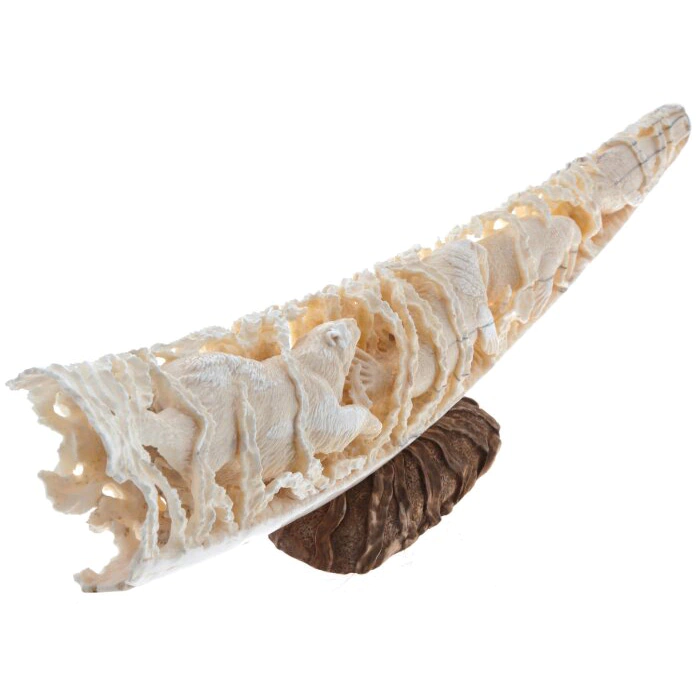 Walrus tusk composition "Underwater Kingdom" on a stand