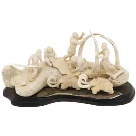 Композиция из бивня мамонта "Строим вигвам"