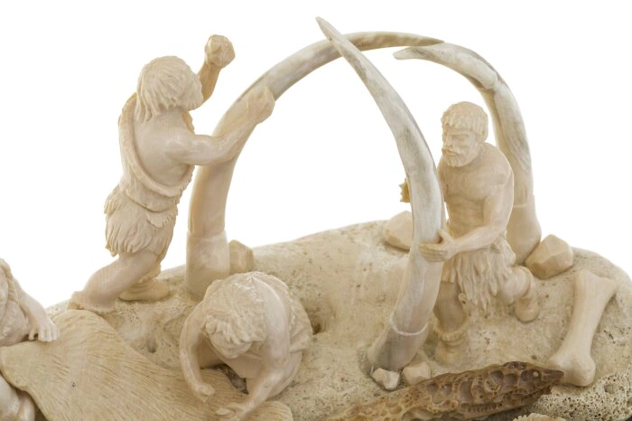 Mammoth tusk composition "Building a wigwam"