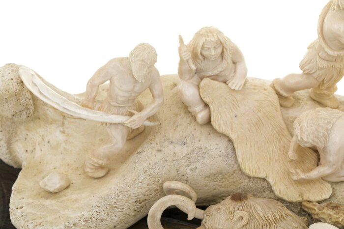 Mammoth tusk composition "Building a wigwam"