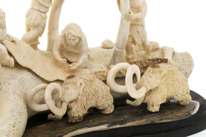 Mammoth tusk composition "Building a wigwam"