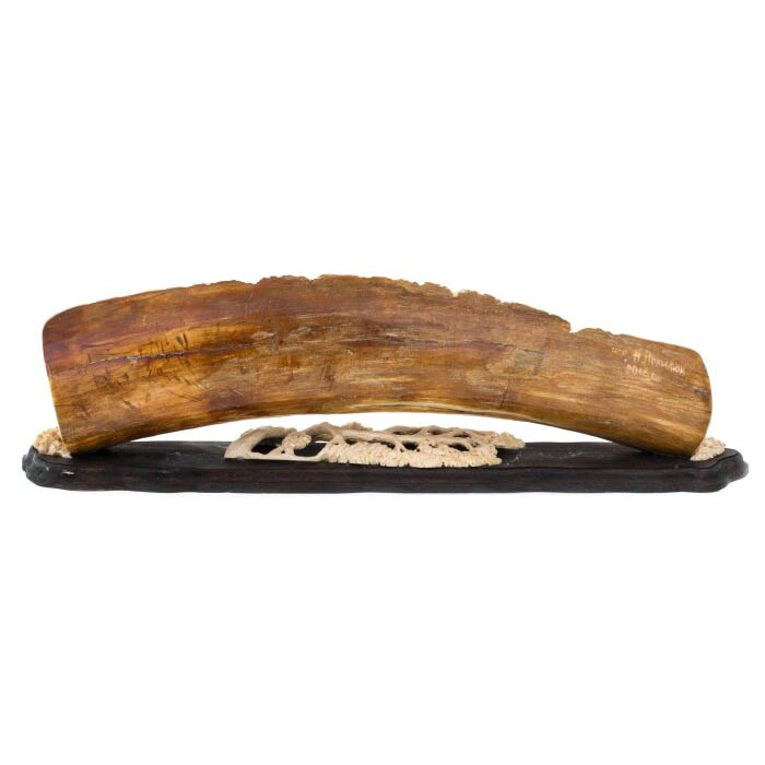 Mammoth tusk sculpture "Hunting of wolves"