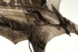 Композиция из рога лося "Охота с легавой на уток" Композиция из рога лося "Охота с легавой на уток"