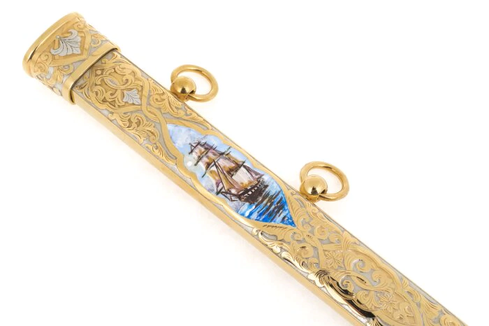 Officer's cutlass with enamels, Zlatoust