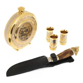 Охотничий набор "На привале" с ножом, на 3 персоны, Златоуст Охотничий набор "На привале" с ножом, на 3 персоны, Златоуст