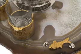 Набор икорно-водочный "В гостях у сказки" на агате, Златоуст на 2 персоны