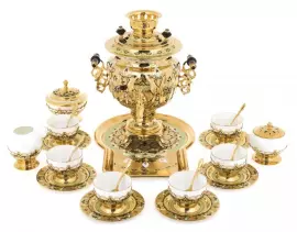 Чайный сервиз с самоваром "Душевная беседа" на 6 персон, Златоуст