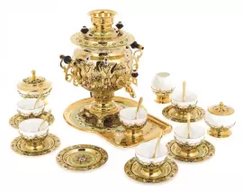 Чайный сервиз с самоваром "Душевная беседа" на 6 персон, Златоуст