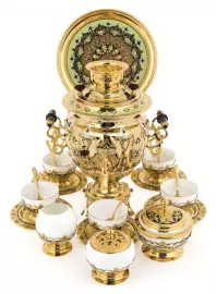 Чайный сервиз с самоваром "Душевная беседа" на 6 персон, Златоуст