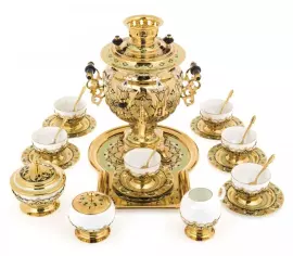 Чайный сервиз с самоваром "Душевная беседа" на 6 персон, Златоуст