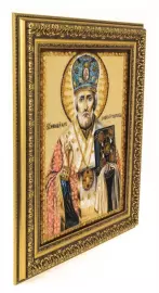 The amber icon "St. Nicholas the Wonderworker"