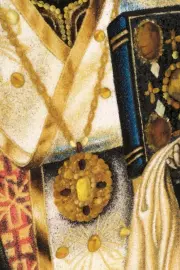 The amber icon "St. Nicholas the Wonderworker"
