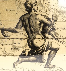 Panel on gold leaf "Aquarius"