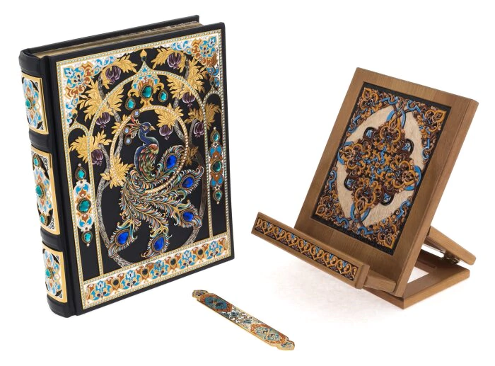 Gift book in leather cover and "Omar Khayyam" with bookmark, Zlatoust