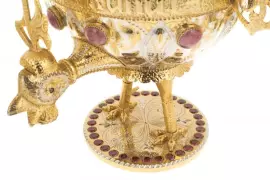 Чайный набор с самоваром "Доброе утро" на 4 персоны, с родонитом, Златоуст