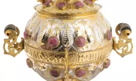 Чайный набор с самоваром "Доброе утро" на 4 персоны, с родонитом, Златоуст