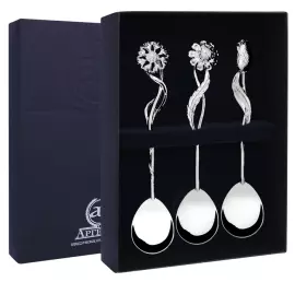 Серебряный набор чайных ложек "Букет"