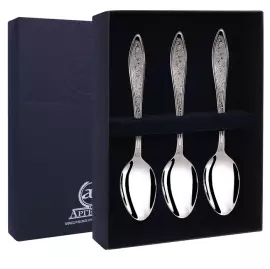 Серебряный набор чайных ложек "Морозко" на 3 персоны