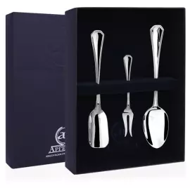 Elegant Silver tea set: lemon fork, tea spoon, sugar scoop