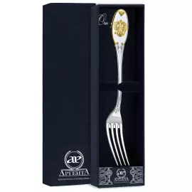 Серебряная столовая вилка "Единство" с позолотой