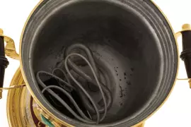 Чайный набор с самоваром "Ренессанс" на 4 персоны, малахит, эмали, Златоуст