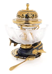 Caviar bowl "Poseidon" (kyanite, etched glass)