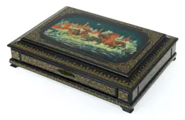 Шкатулка "Тройка" Белова, Палех Шкатулка "Тройка" Белова, Палех