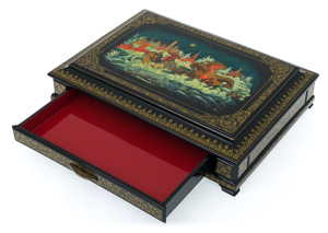 The box of Palekh "Troika" Belova