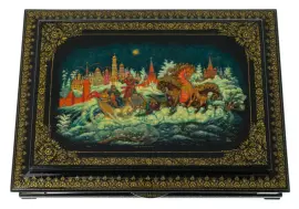 Шкатулка "Тройка" Белова, Палех Шкатулка "Тройка" Белова, Палех