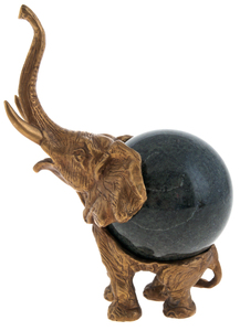Bronze sculpture composition "Elephant with ball No. 2"
