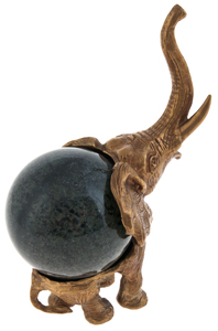 Bronze sculpture composition "Elephant with ball No. 2"
