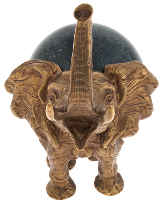 Bronze sculpture composition "Elephant with ball No. 2"