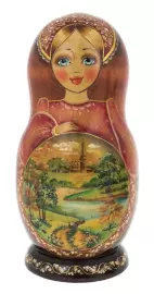 Матрешка на 10 мест "Русская деревня" 25 см