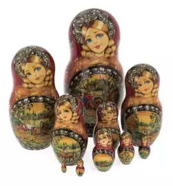 Матрешка на 10 мест "Летняя тройка" 25 см