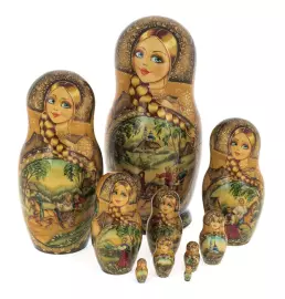 Матрешка на 10 мест "Летняя тройка" 30 см