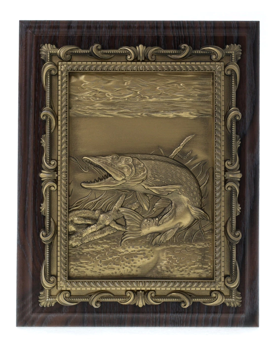 Leather-bound gift book "Dialogues about fishing with a plaque" (in a box)