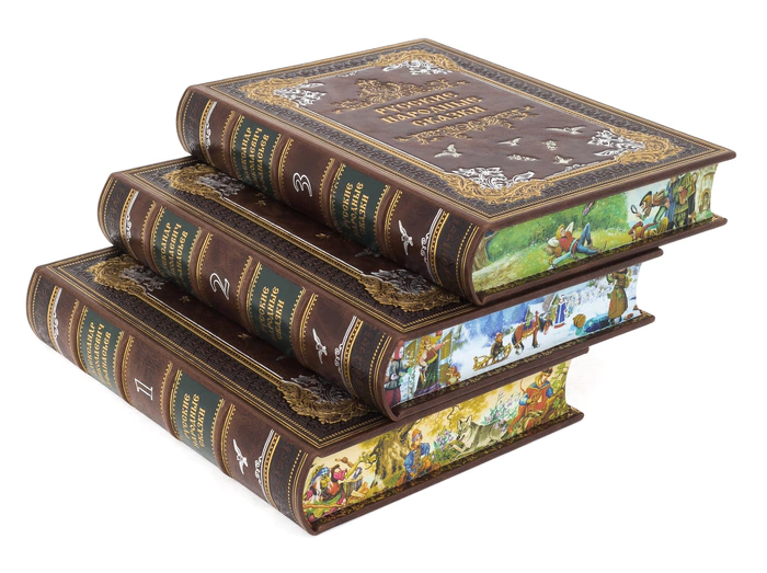 Gift book in leather cover "Russian folk tales by Afanasiev A.N."