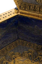 Lazurite casket with topaz, cubic zirconia and enamel, Zlatoust