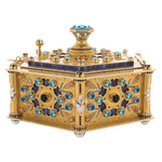 Lazurite casket with topaz, cubic zirconia and enamel, Zlatoust