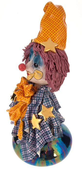 Bust sculpture "Clown in a cap with stars"